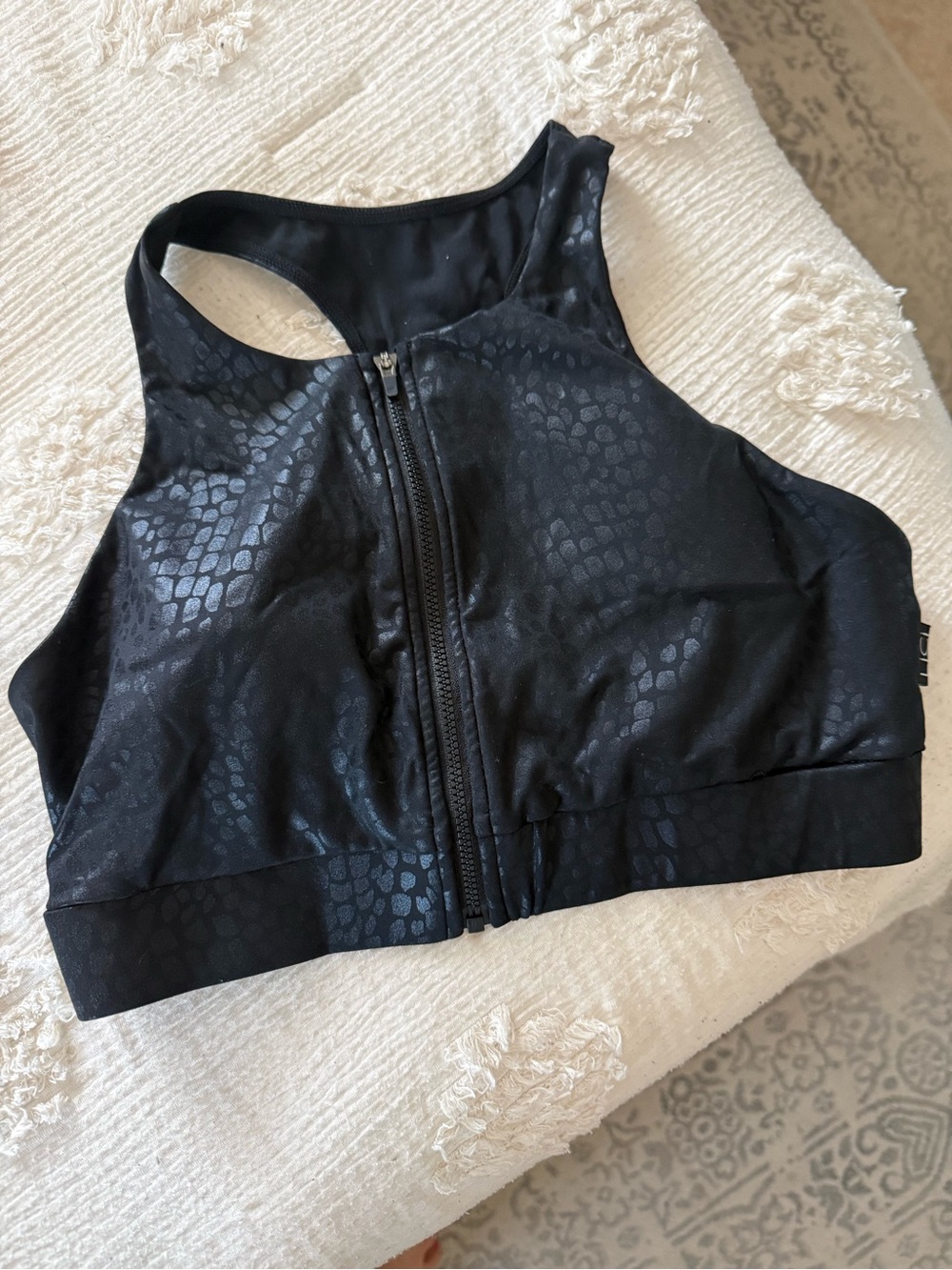 Black Zip-Front High-Neck Sports Bra - Sleek Support
